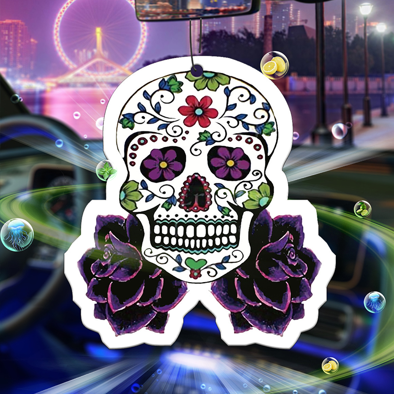 Perfume Fragrance Powder - Purple printed skull head car-mounted aromatherapy